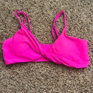 Vibrant Pink Twist Front Bikini Top